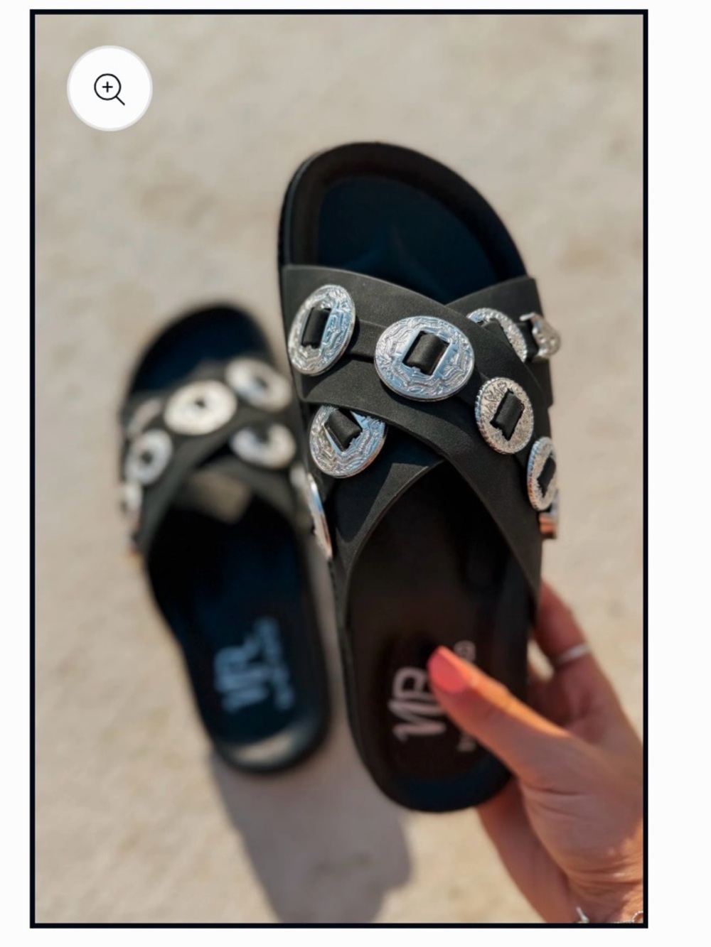 Black western Concho Slide Sandals size 9